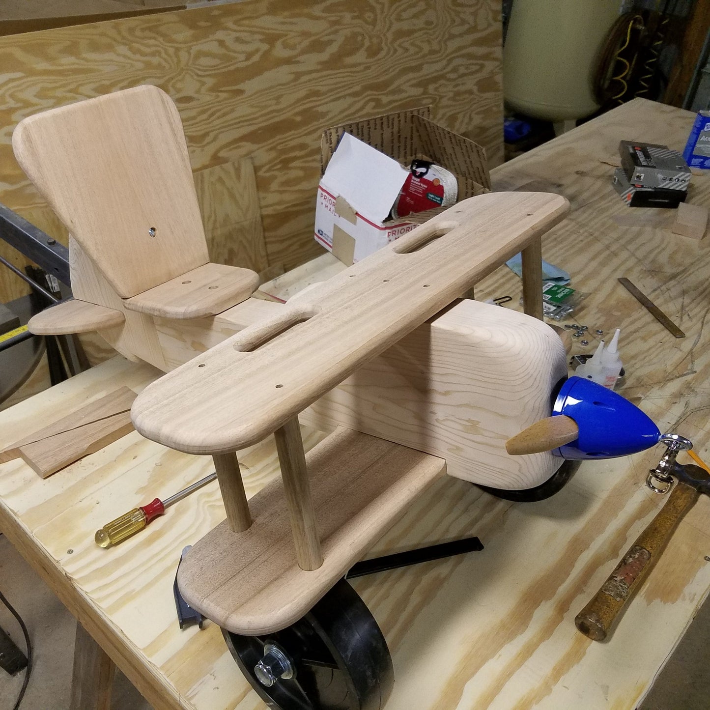 Kid's Wooden Airplane Ride On Toy - Rocker Capable